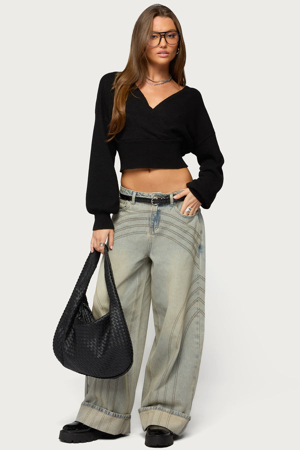 Cuffed Low Rise Baggy Jeans view 1