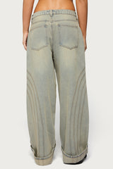 Cuffed Low Rise Baggy Jeans
