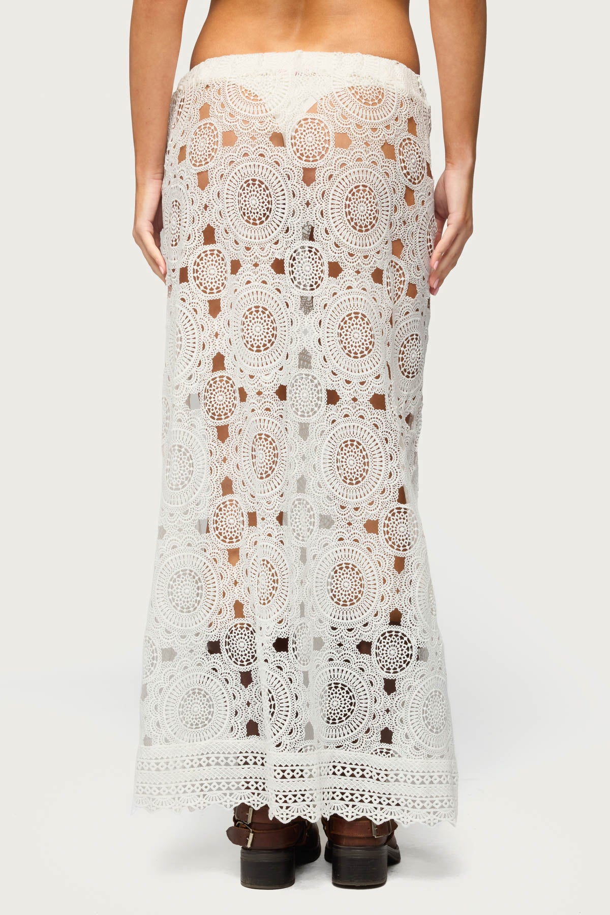 Milana Slit Sheer Lace Maxi Skirt