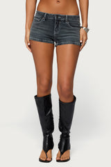 Whitlie Contrast Stitch Denim Micro Shorts
