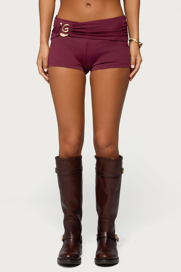 Rusana Swirl Ruched Micro Shorts view 2