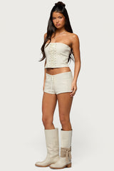 Wilde Lace Up Faux Leather Shorts