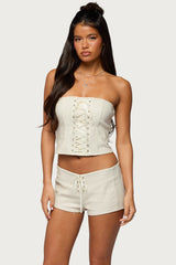 Wilde Lace Up Faux Leather Corset