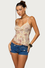 Paisley Asymmetric Ruched Wrap Top