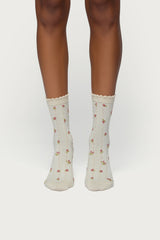 Embroidered Rose Socks