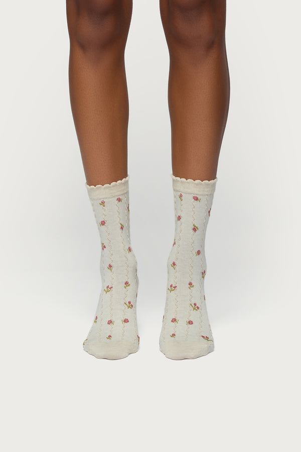 Embroidered Rose Socks view 2