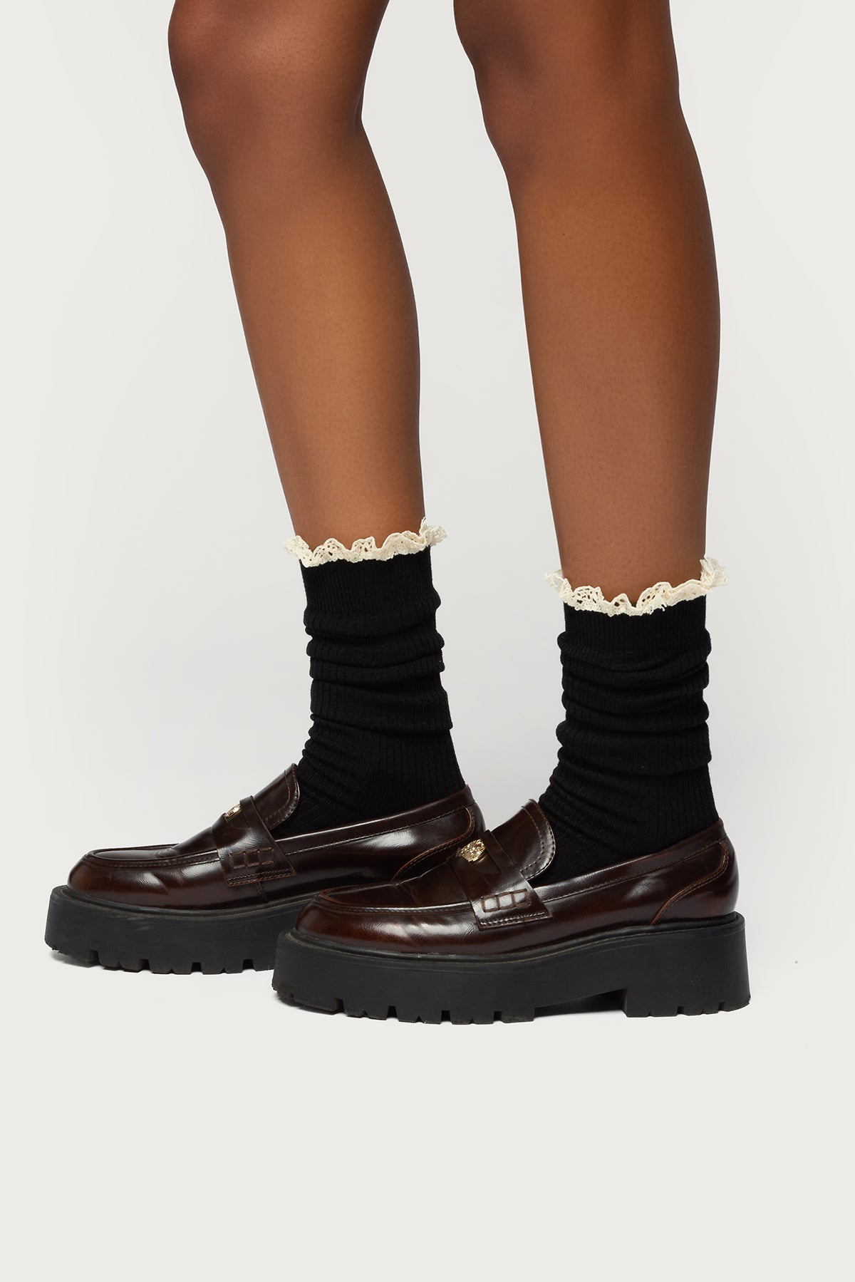 Lacey Ruffle Knee High Socks