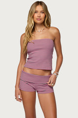 Monikah Striped Built In Bra Tube Top
