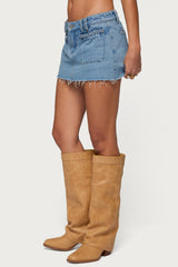 Gloriana Braided Denim Mini Skort