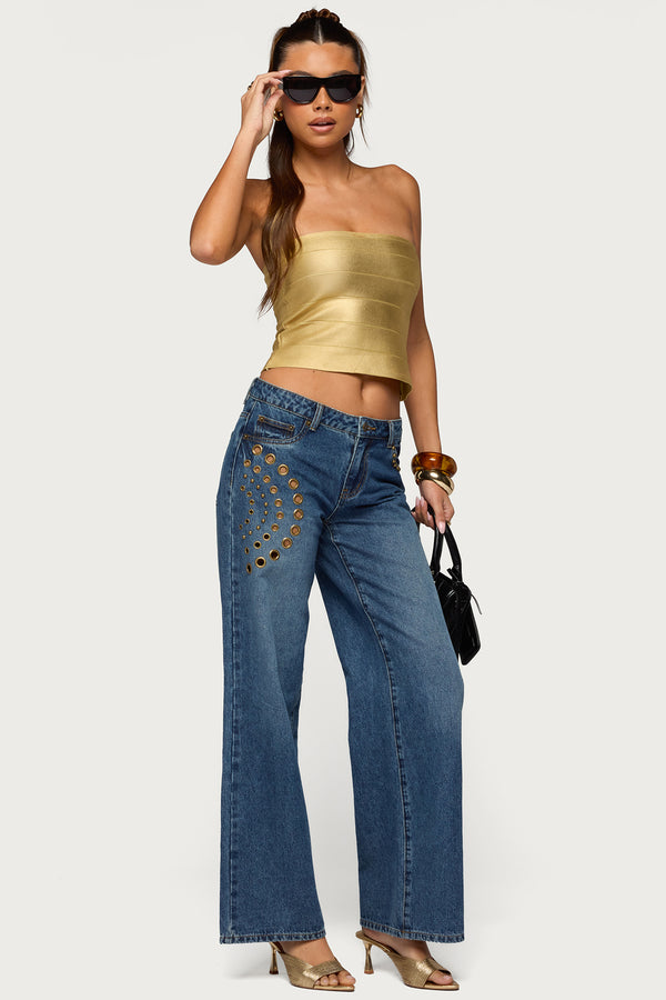 Cecilea Metallic Bandage Tube Top view 2
