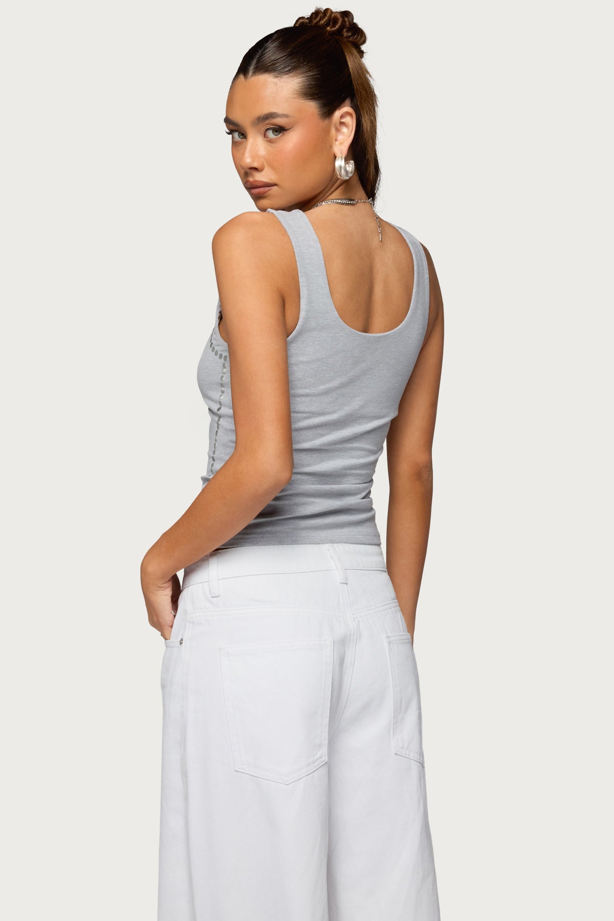 Studded Built In Bra Tank Top