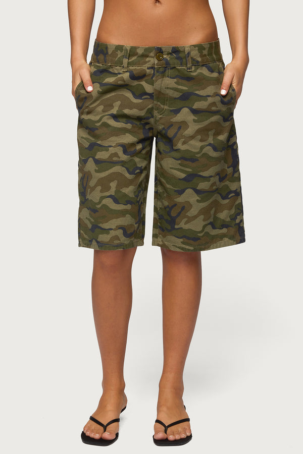 Camo Denim Low Rise Bermuda Shorts view 2