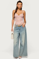 Nolyn Sheer Lace V Neck Bodysuit