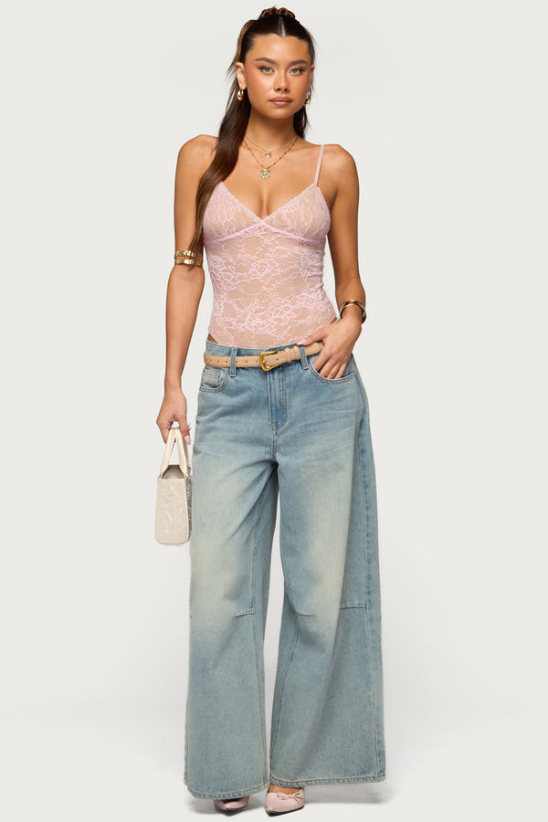 Nolyn Sheer Lace V Neck Bodysuit view 2