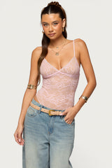 Nolyn Sheer Lace V Neck Bodysuit
