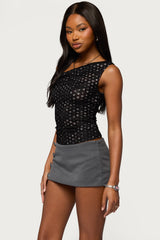 Off Shoulder Lace Polka Dot Top