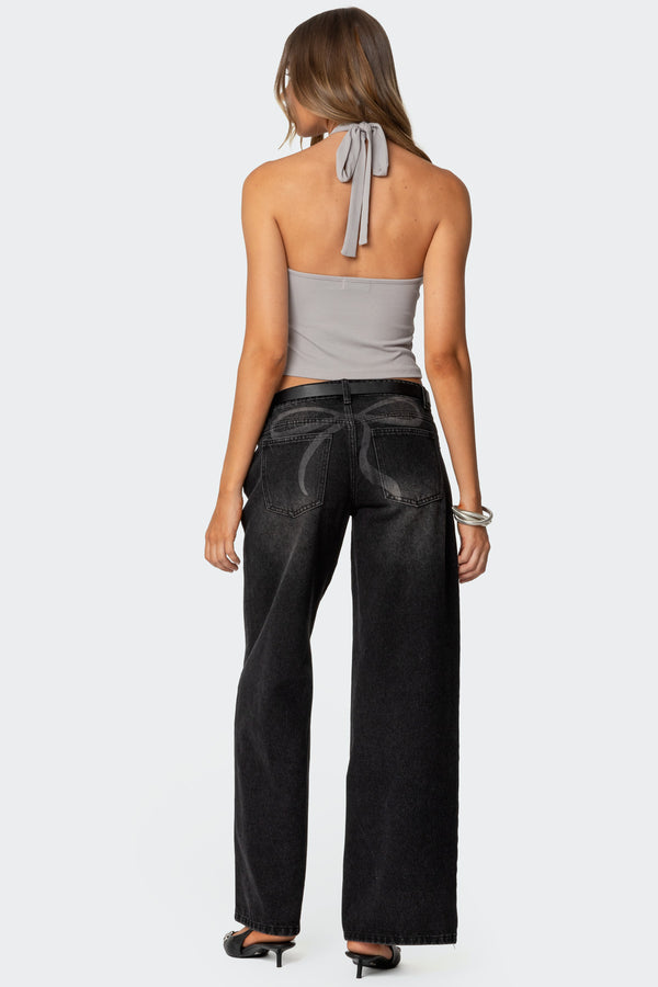 Reissa Criss Cross Halter Top view 2
