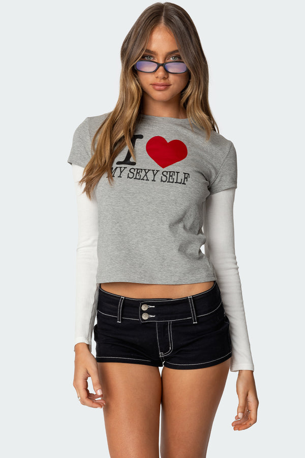 I Heart Me Layered Long Sleeve T Shirt view 2
