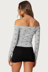 Ryna Bows & Dots Off Shoulder Top