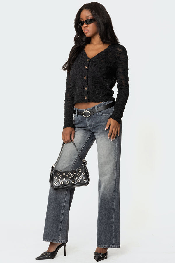 Alysse Washed Low Rise Baggy Jeans view 1
