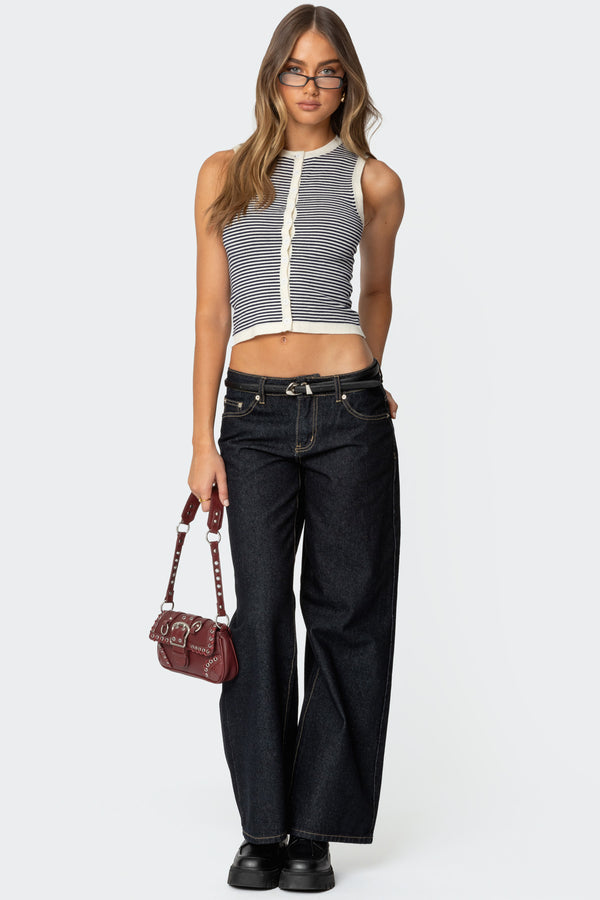 Everson Striped Button Up Knit Top view 2