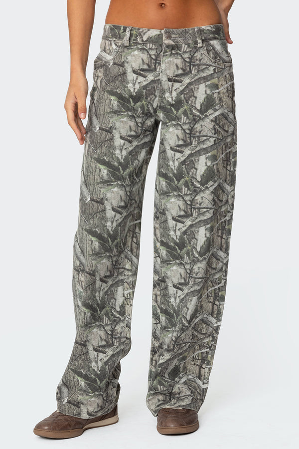 Camo & Bow Low Rise Baggy Jeans view 2