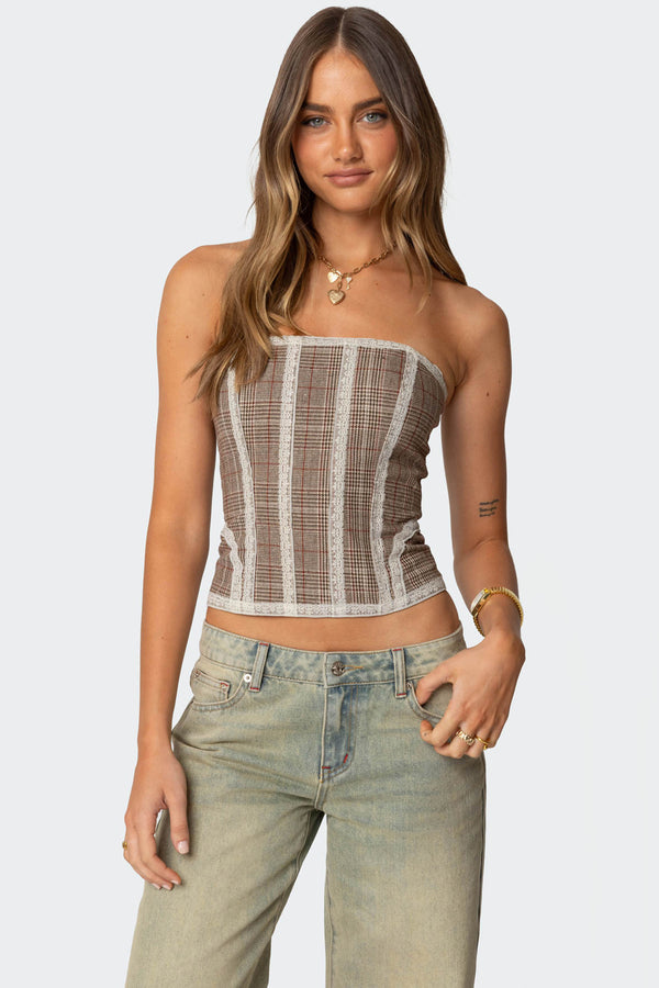 Jaiden Houndstooth Plaid Corset view 1