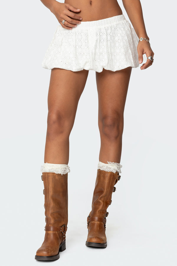 Livvie Eyelet Bubble Mini Skirt view 2