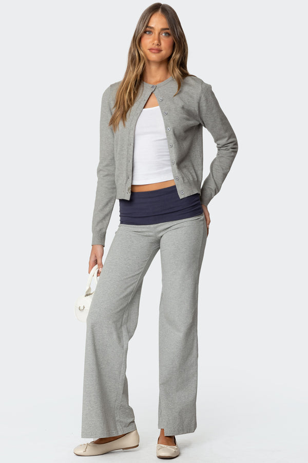 Wide Leg Contrast Foldover Pants view 1