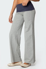 Wide Leg Contrast Foldover Pants