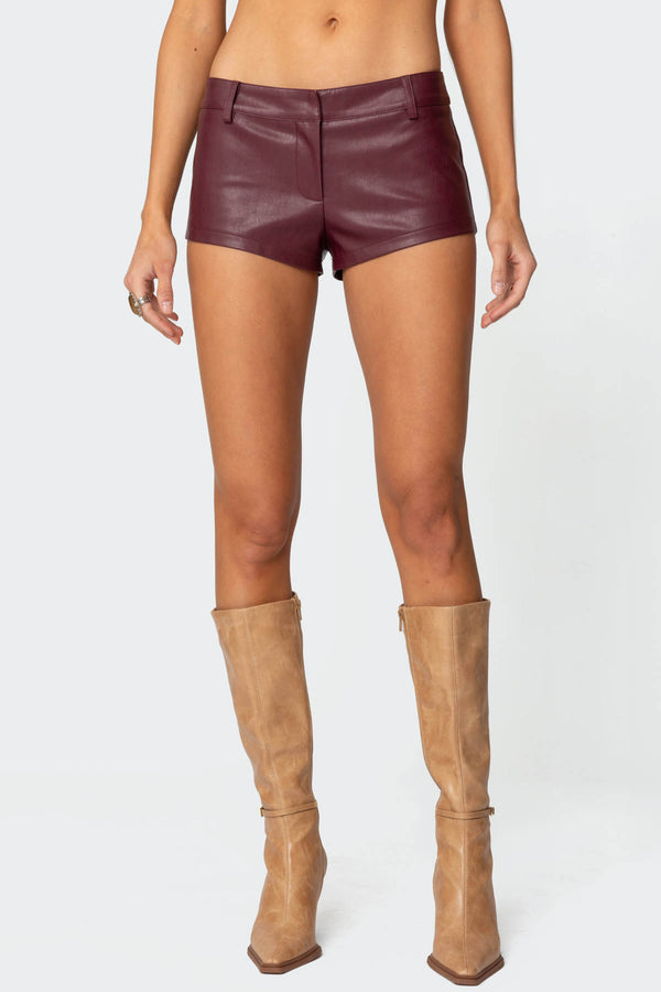 Melaney Faux Leather Micro Shorts view 2