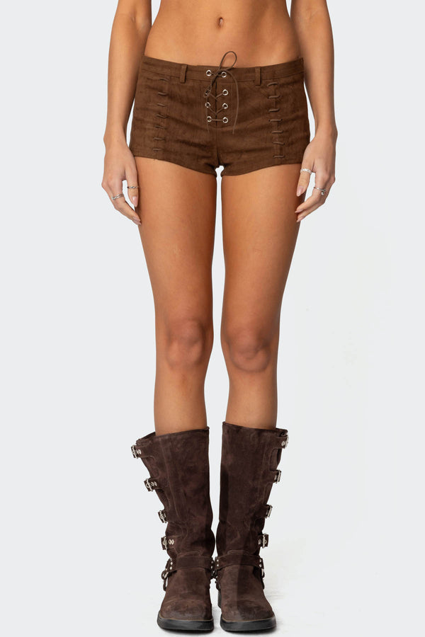 Sloane Faux Suede Micro Shorts view 2