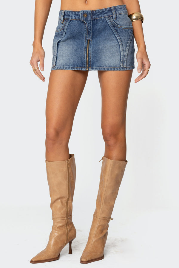 Anne Zip Up Denim Mini Skirt view 2