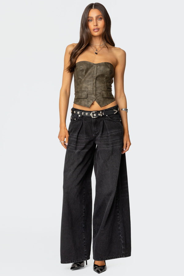 Maysen Faux Leather Corset view 2