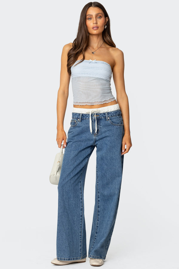 Rori Ruffle Knit Sheer Mesh Top view 2