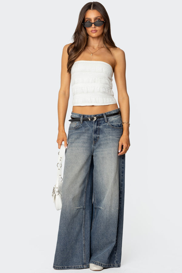Georgette Lacey Ruffle Tube Top view 2
