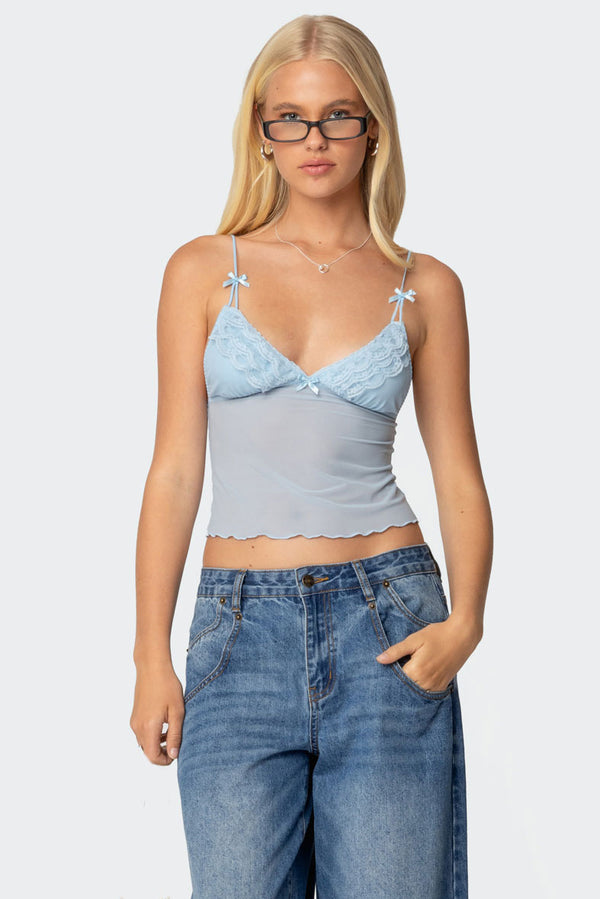 Berkley Sheer Mesh Lacey Top view 1