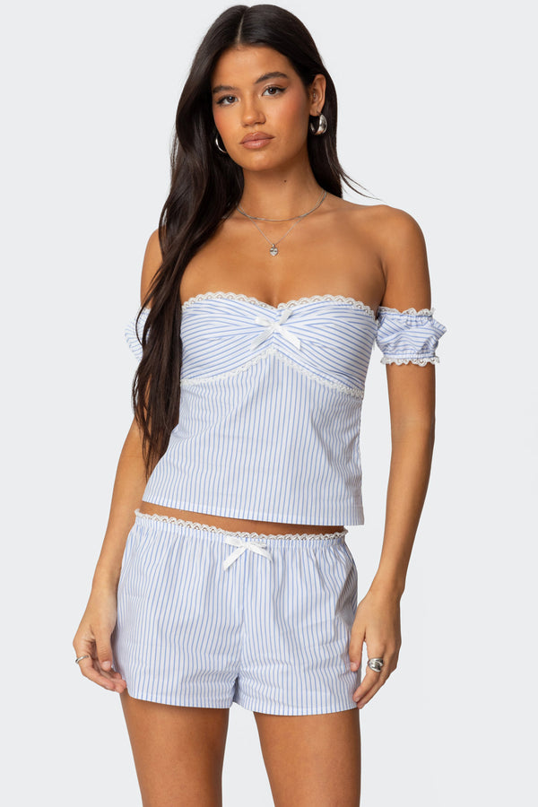 Taryn Off Shoulder Striped Top view 1