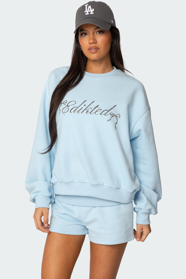 Super Edikted Rhinestone Oversized Sweatshirt view 1