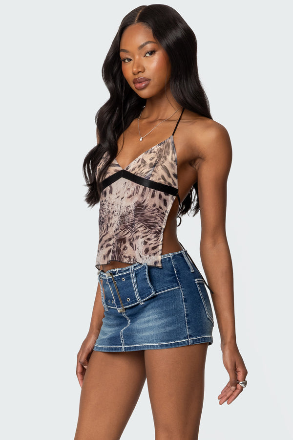 Ziena Leopard Printed Backless Top view 1