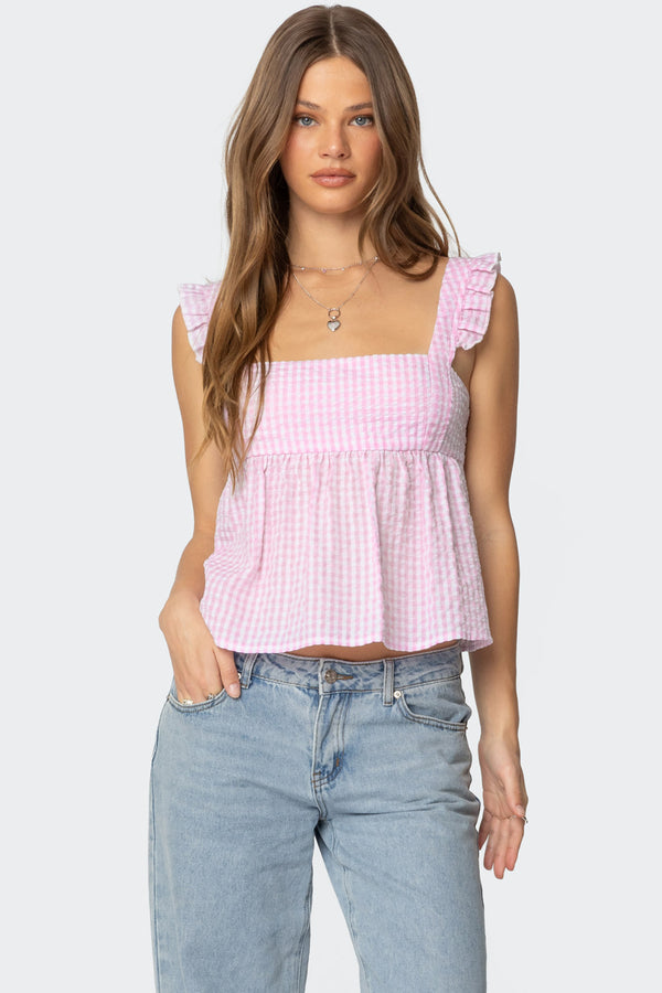 Jenson Backless Gingham Top view 1