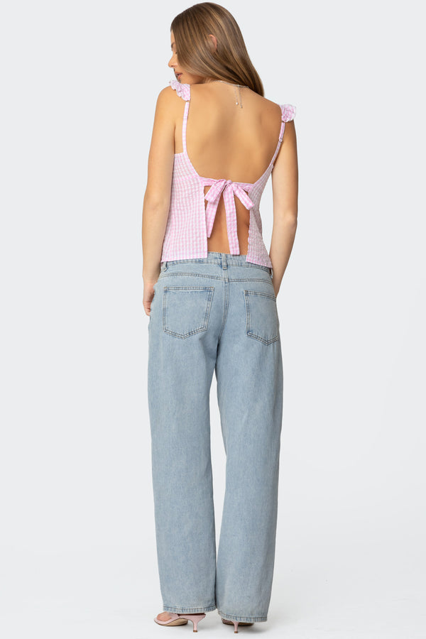 Jenson Backless Gingham Top view 2