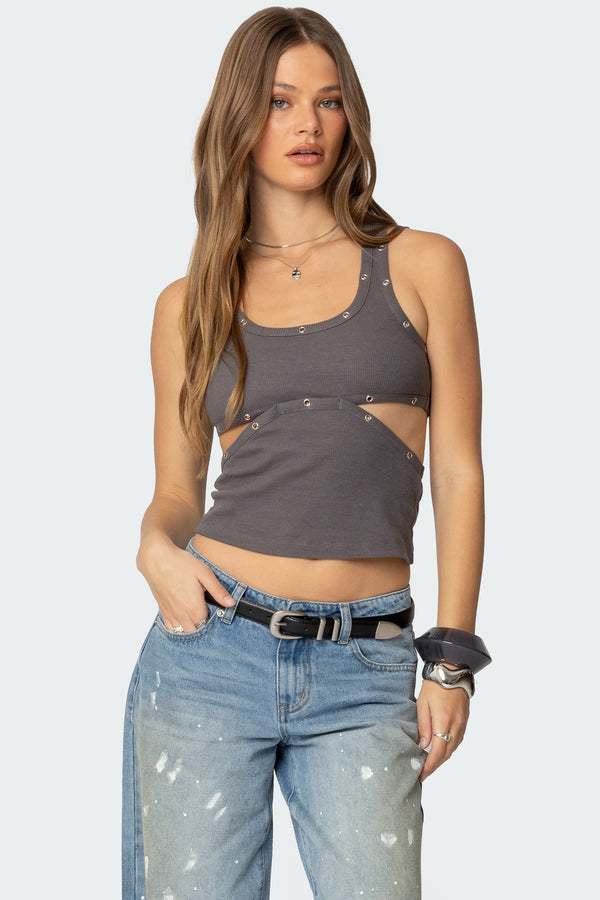 Imogen Cut Out Ribbed Tank Top view 1