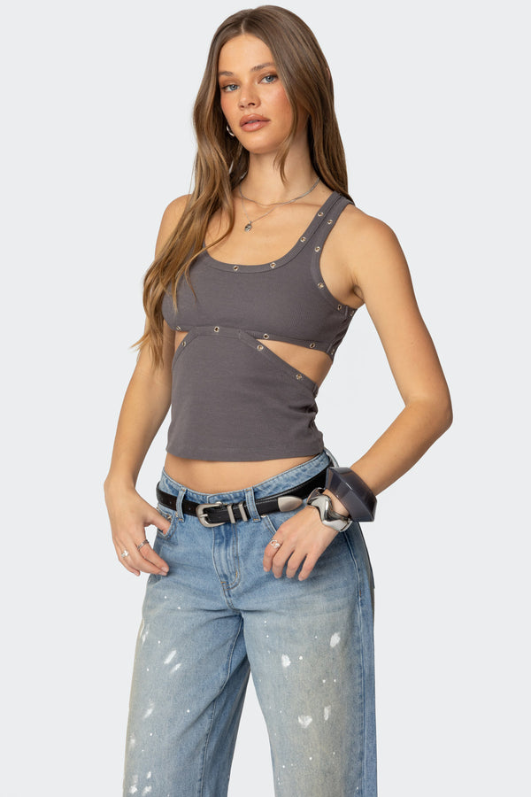 Imogen Cut Out Ribbed Tank Top view 2