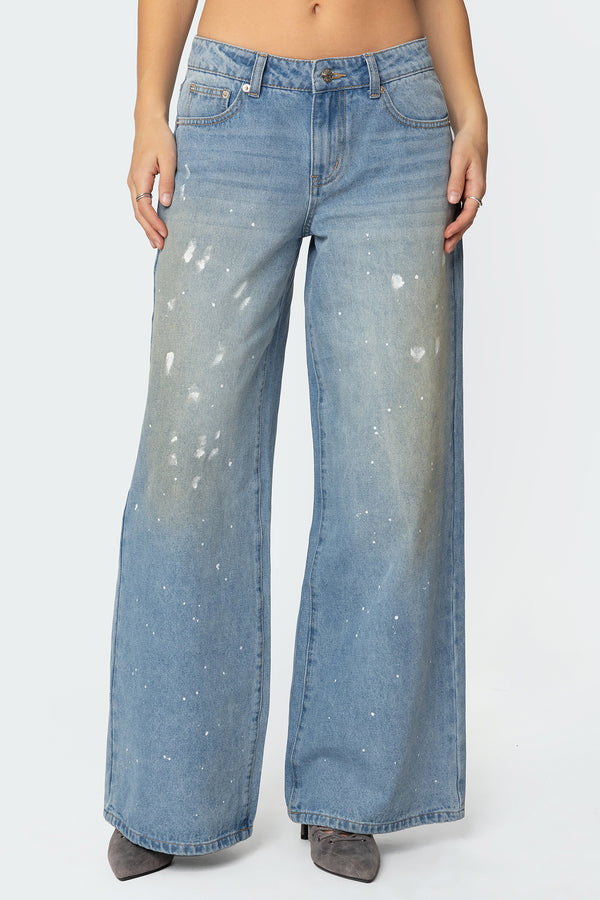 Paint Splatter Low Rise Baggy Jeans view 2