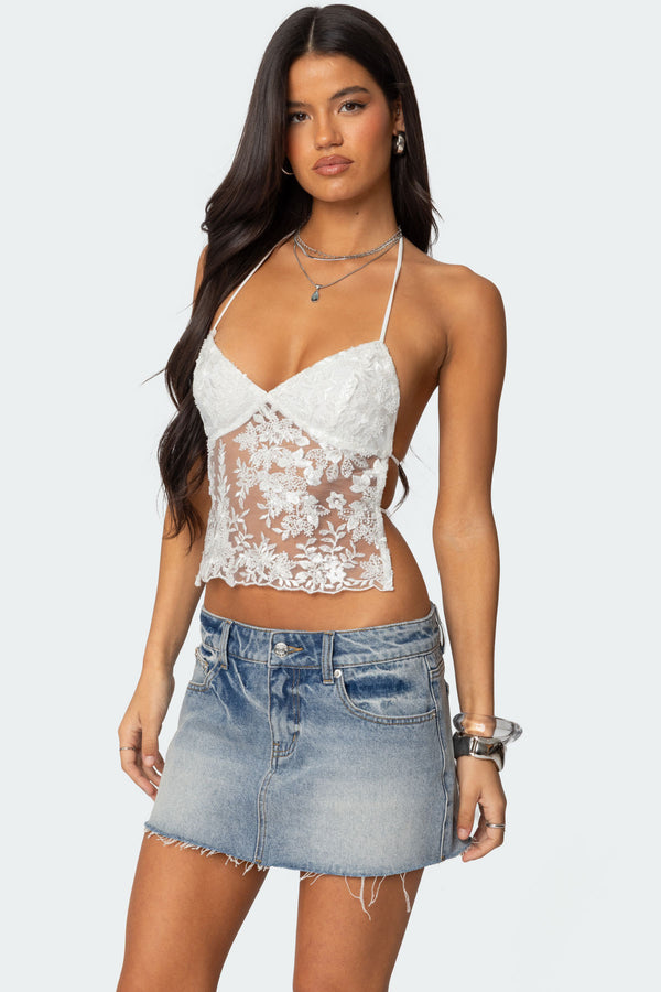 Nyx Backless Sheer Lace Top view 1