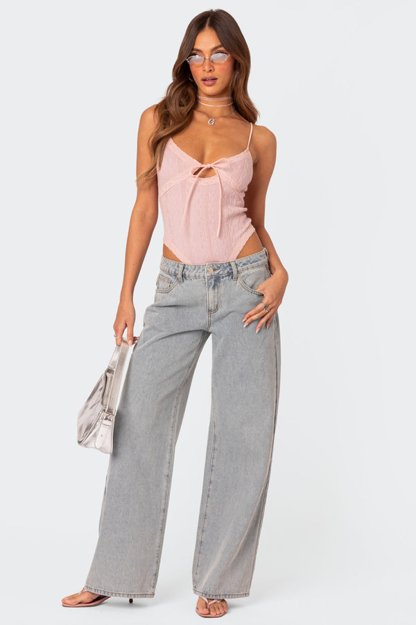 Lacey Knit Cut Out Bodysuit view 2
