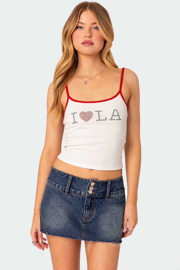 La Lover Rhinestone Tank Top view 1