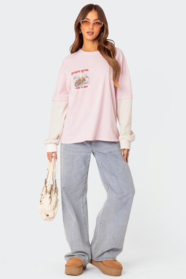 Racing Oversized Layered T Shirt view 2