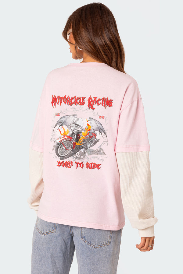 Racing Oversized Layered T Shirt view 1